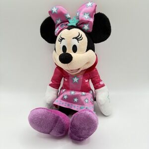 Disney Junior Minnie Mouse Pop Star Plush 10" Just Play Pink Dress Purple Shoes